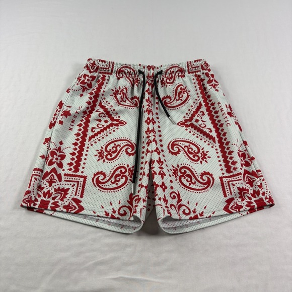 Kinetic Other - Kinetic Kings Shorts Mens Medium Gray Red Paisley Graphic Athletic Gym